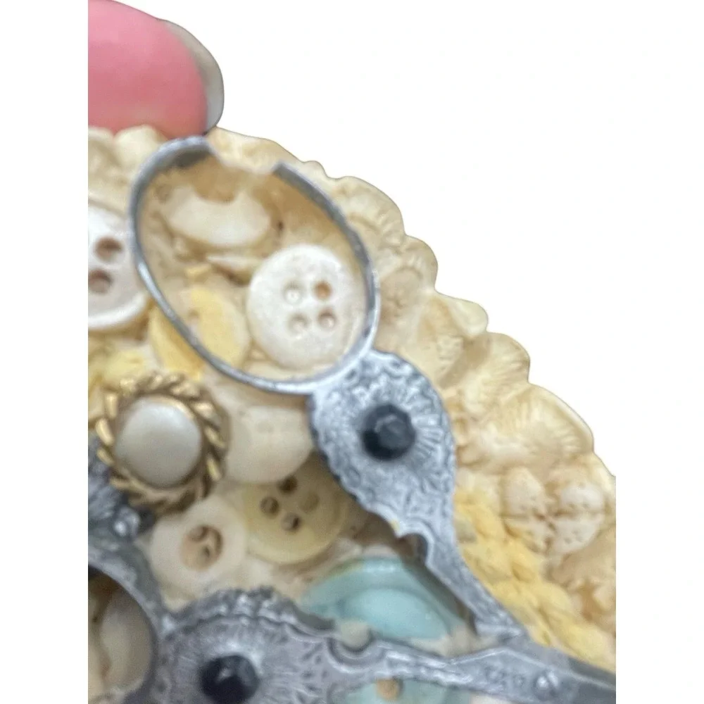 Fancy Frames Button Box Sewing Theme Picture Frame Scissors Spool cottage core